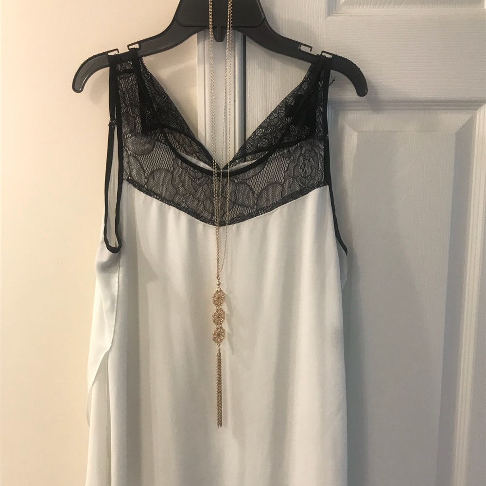 Cute Black and Lace Sleeveless Blouse